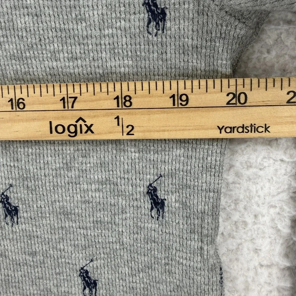 Polo Ralph Lauren Shirt Mens Large Gray Waffle Pony Logo Henley Sleep Pajama NWT
